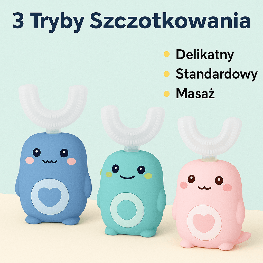 Elektryczna soniczna szczoteczka do zębów dla dzieci w kształcie litery U 360 stopni na akumulator
